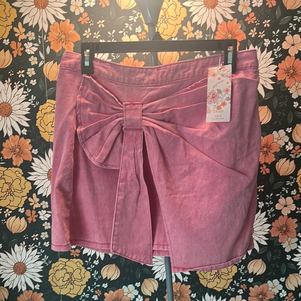 SHEIN Pink Bow Detail Skirt